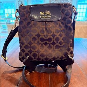 Coach Black on Black Monogram Patterned Crossbody Bag